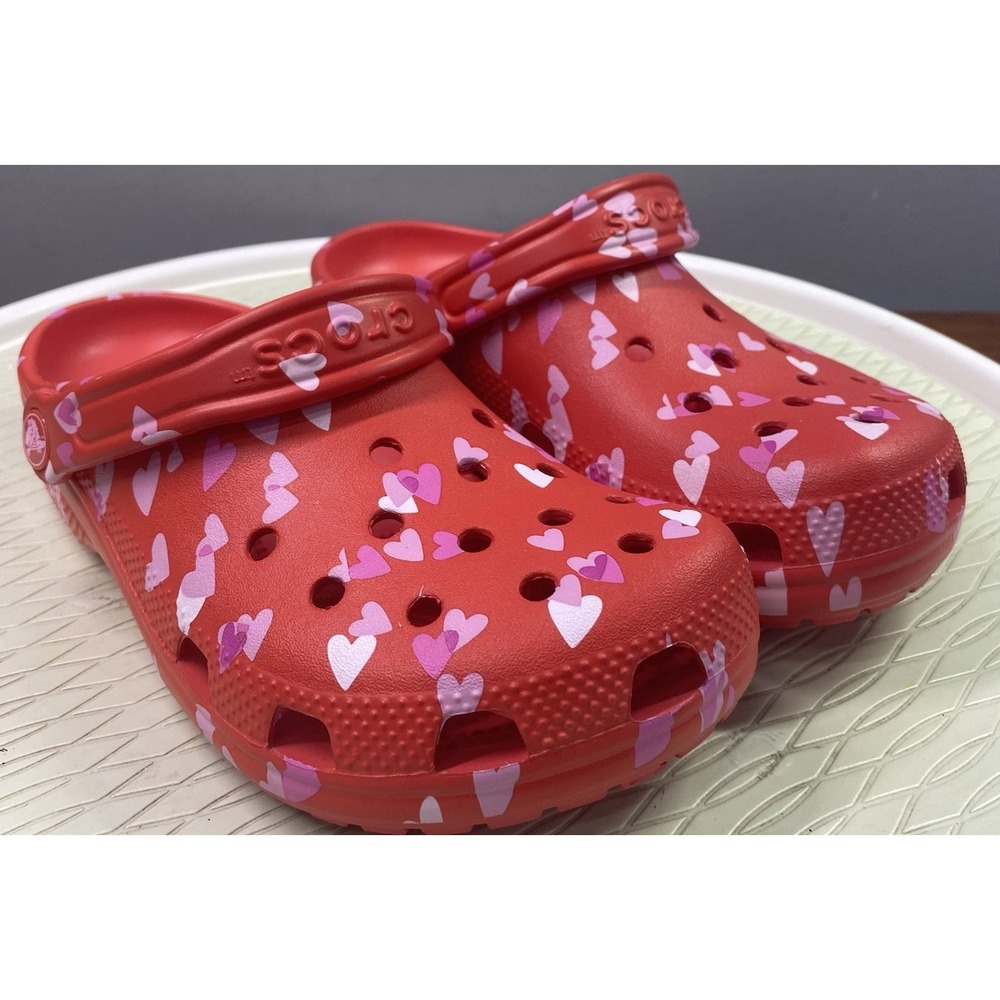 CROCS Women's Red & Pink Hearts Valentines Day Slip-on Clogs-7 Wom./Junior 5 NWB